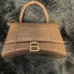 Balenciaga Small Hourglass Nude Crocodile